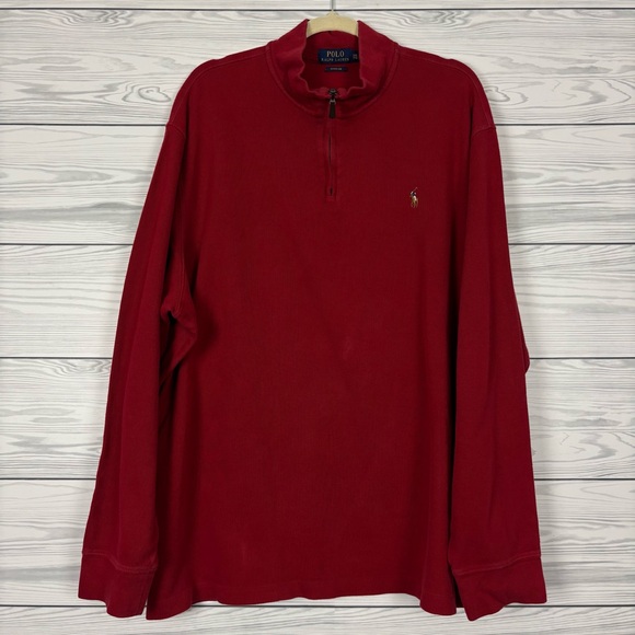 Polo Ralph Lauren Other - Polo Ralph Lauren Estate Rib Half Zip Pullover Sweater Size XXL Red